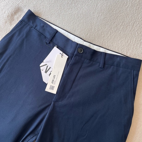 NWT Zara Slim Stretch Chino Pants 32 Navy Blue - Picture 4 of 11